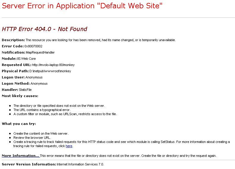 IIS7 Detailed Error Page IIS7 Detailed Error Page