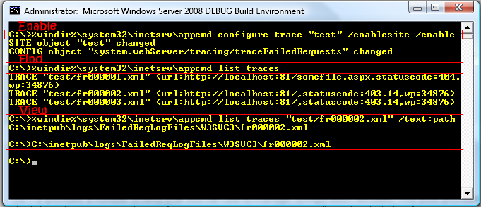 Quickly enable and find failed request tracing logs with AppCmd Quickly enable and find failed request tracing logs with AppCmd